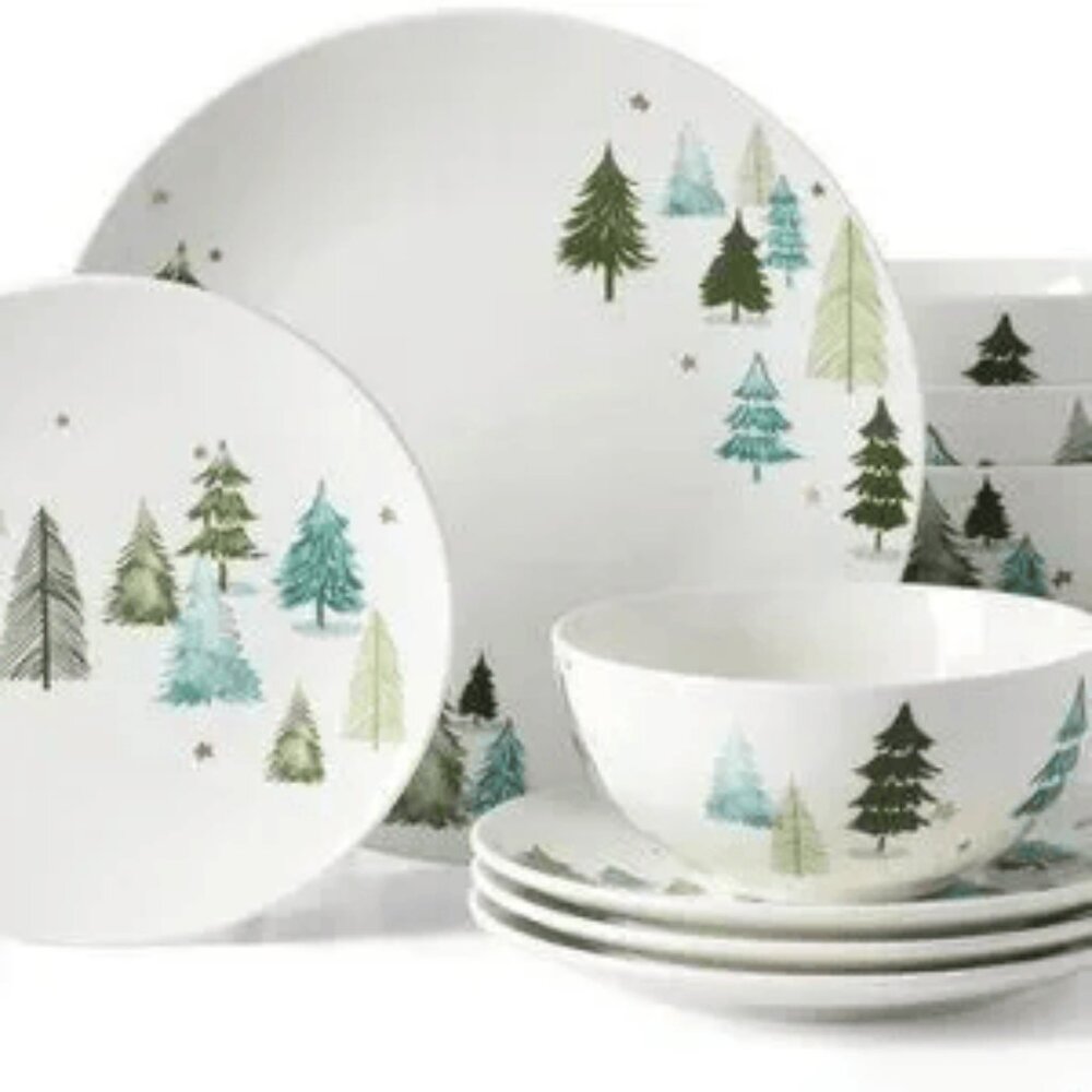 Lenox 893565 Balsam Lane 12-Piece Dinnerware Set, Christmas. (BRAND NEW!)